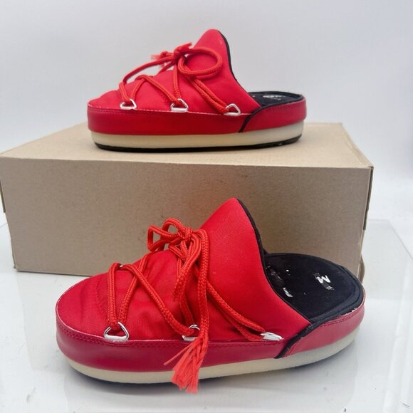Moon Boot Shoes - MOON BOOT Full Moon Icon Nylon Mule Red EU 35/ 36 Womens US 5.5